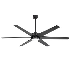Airsurfer 72" Matte Black LED Ceiling Fan with Remote, 6-Speed Reversible Motor, 3-Color Light & Memory Function - 1 of 4