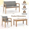 Costway 8 Pieces Outdoor Furniture Set, Acacia Wood Frame Sofa Set with Rattan Seat - 3 of 4