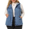 Agnes Orinda Women's Plus Size Hoodie Zipper Up Pocket Denim Oversized Sleeveless Jean Jackets - image 2 of 4