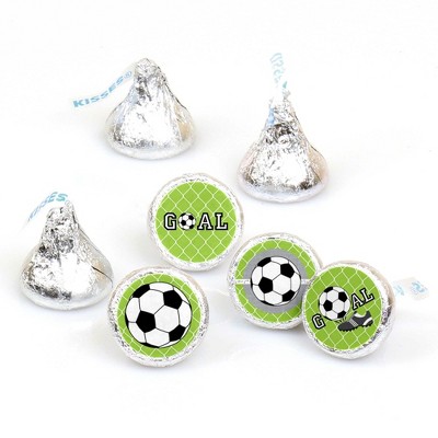 Big Dot of Happiness Goaaal - Soccer - Baby Shower or Birthday Party Round Candy Sticker Favors - Labels Fit Hershey's Kisses (1 Sheet of 108)