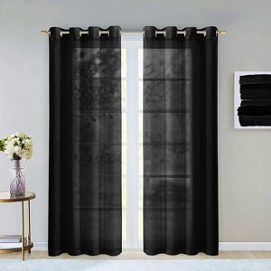 Dainty Home Malibu Extra Wide Semi-sheer Grommet Panel Pair 2 Panels 108" W X 84" L - 1 of 4