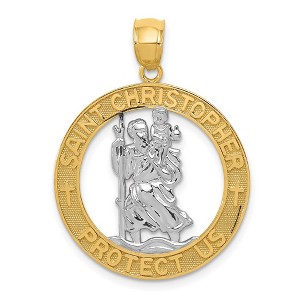 Black Bow Jewelry 14k Yellow Gold & White Rhodium Plated St Christopher Pendant - 1 of 4