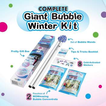 South Beach Bubbles WOWmazing Winter Giant Bubble Kit | Wand + 2 Packets Bubble Concentrate + 8 Stickers