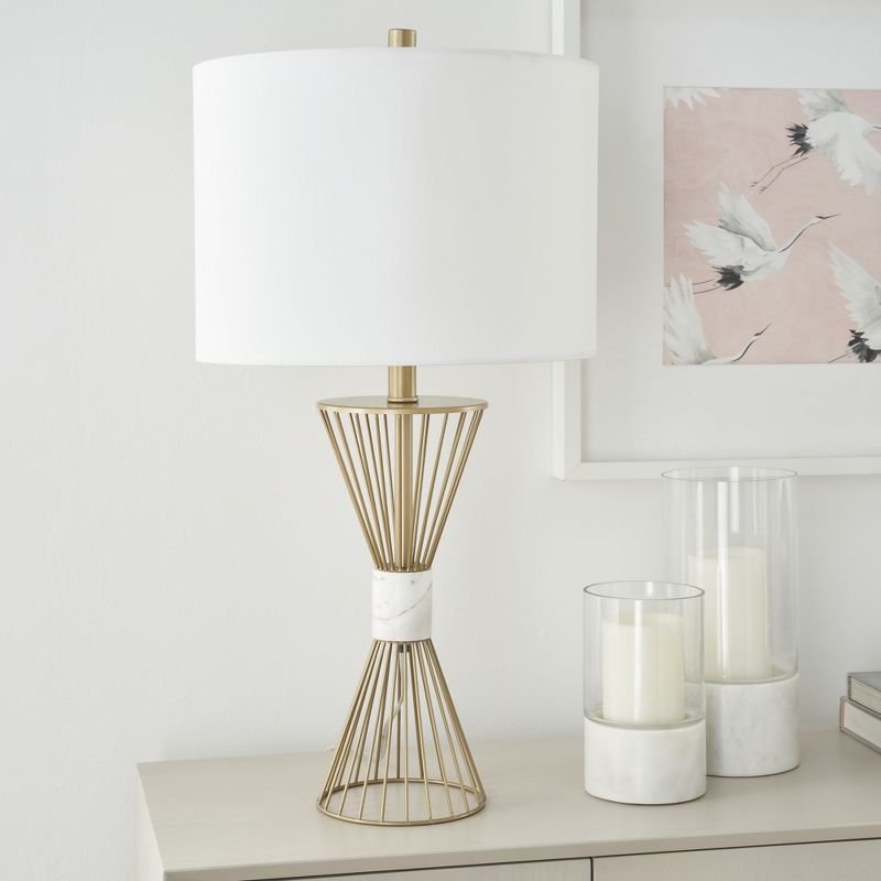 27" Gold Metal Wire with Marble Table Lamp - Nourison, 2 of 12