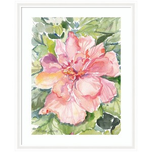 Kate and Laurel Framed Art Pink Hibiscus In Antigua by Patricia Shaw, 35x43, Oliver White Narrow - 1 of 4
