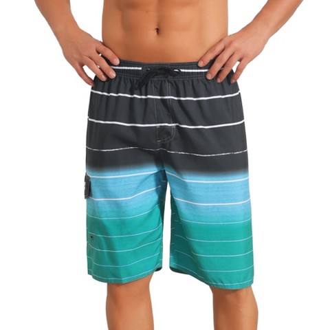 Мужские шорты INSPIRE CHIC Men's Striped Drawstring Waist Vacation Long Board Shorts with Pockets 32 Navy Blue