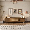 POVISON 70.86" Mid-Century Modern TV Stand with Tambour Doors, Fluted TV Stand, Woven Rattan TV Console with Storage - 2 of 4