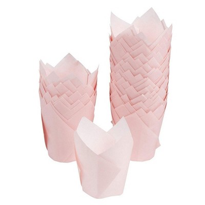 Juvale 100 Pack Medium Tulip Cupcake Liners, Baking Cups Muffin Wrappers for Birthday Party, Wedding, Pink