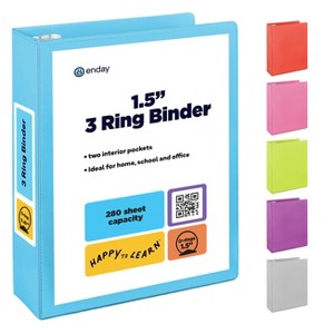 3 Ring Binder Clear View Cover with 2 Inside Pockets, Colored School Supplies Office and Home Binders – by Enday - 1 of 4