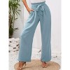 Women's High Waist Wide Leg Pants Side Pockets Elastic Waist Trousers with Belt - 3 of 4