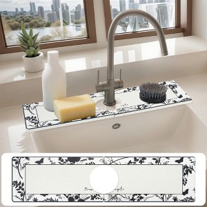 REGALWOVEN  Floral Kitchen Sink Splash Guard, Faucet Mat for Kitchen Sink Splash Guard - 1 of 4