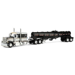 First Gear 1/64 Black Peterbilt 589 Semi Truck with 63in Flat Top