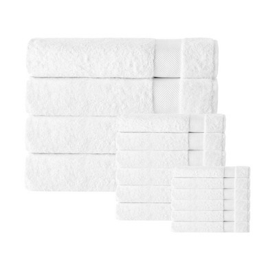 Depera Home 16pc Kansas Turkish Cotton Wash Towel Set White