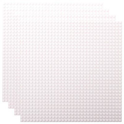 Strictly Briks Classic Baseplates, For Building Bricks, Bases for Tables, Mats, White, 4 Pack, 10x10 Inches