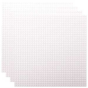 Strictly Briks Classic Stackable Baseplates, For Building Bricks, Bases for Tables, Mats, White, 4 Pack, 10x10 Inches - 1 of 4