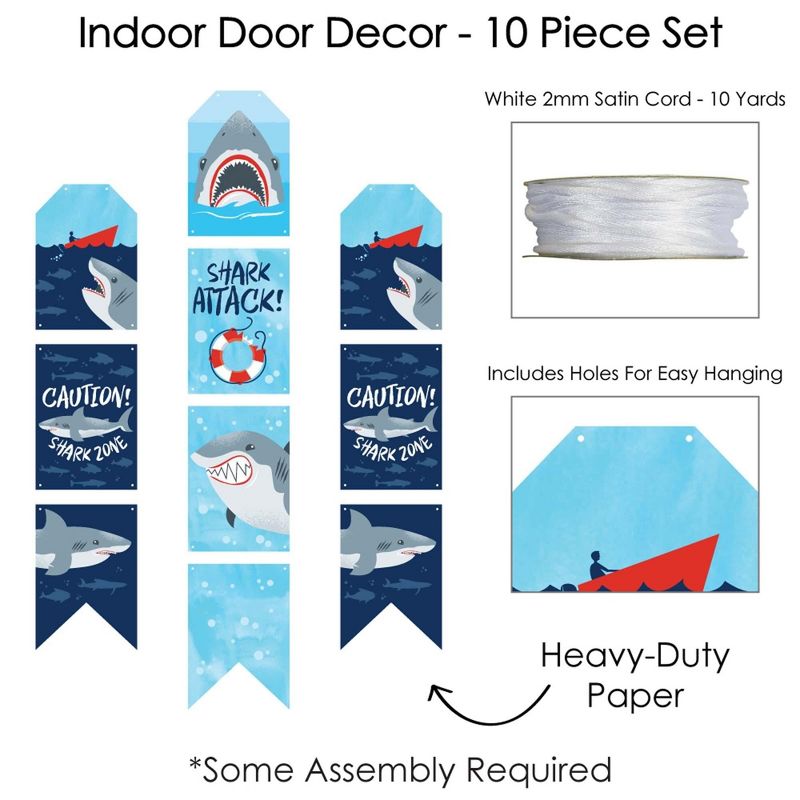 Big Dot of Happiness Shark Zone - Hanging Vertical Paper Door Banners - Jawsome Shark Party or Birthday Party Wall Decoration Kit - Indoor Door Decor, 5 of 8