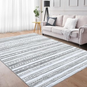 Washable Farmhouse Area Rug, Non-Slip Ultra Thin Low Pile Carpet, Indoor Floor Cover for Bedroom Dining Room Office - 1 of 4
