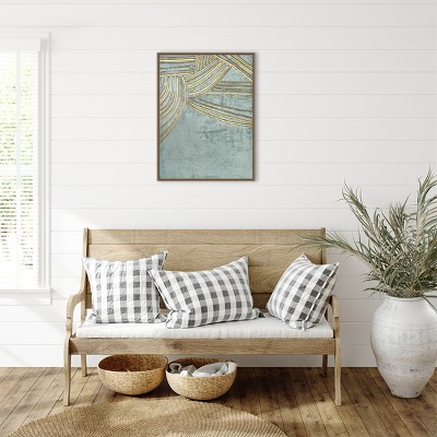 Gold and Blue Abstract Canvas Framed Wall Art