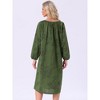 INSPIRE CHIC Womens One-piece Pajamas Shirt Floral Printed Long Sleeve Round Neck Tie Front Nightgown with Pocket - 4 of 4