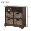 Rustic Storage Cabinet with Two Drawers and Four  Classic Rattan Basket for Dining Room/Living Room (White) - 2 of 4