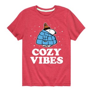 Boys' - Peanuts - Snoopy Puffer Cozy Vibes Short Sleeve Graphic T-Shirt - 1 of 4