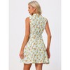 Allegra K Women's Sleeveless Turndown Collar Mini Button Down Floral Print Dress - 4 of 4