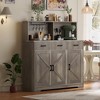Buffet Cabinet with Microwave Stand, Barn Doors Sideboard Storage Cabinet with Drawers and Shelves - 3 of 4
