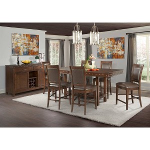 8pc Pruitt Counter Dining Table, 6 Counter Side Chairs & Server Walnut - Picket House Furnishings, Brown
