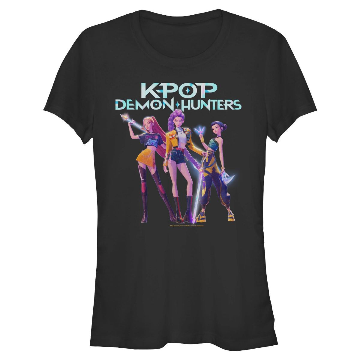 Juniors Womens KPop Demon Hunters Girls Group Shot T Shirt