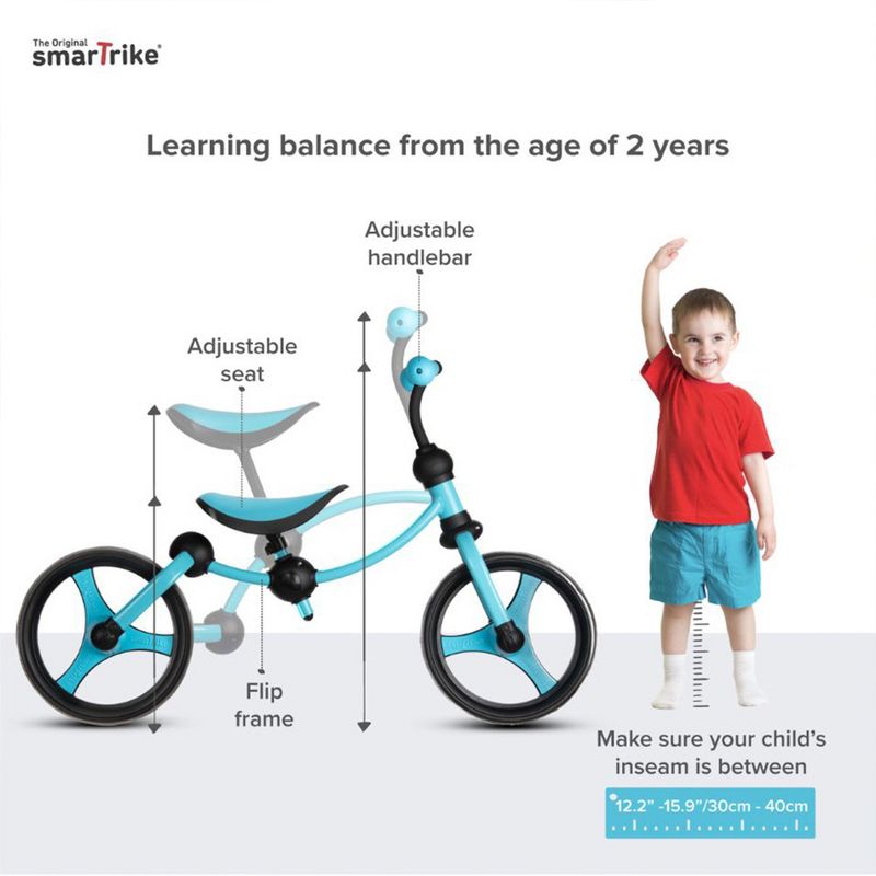 smarTrike Lightweight Adjustable Kids Running Bike 2 in 1 Balance Bike, 2 of 7