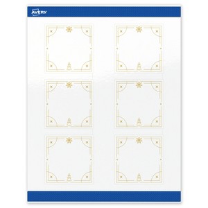 Avery Labels, 3" x 3", Gold-White Christmas Trees, Glossy, 60ct - 1 of 4