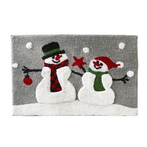 Woodland Winter Rug - SKL Home: Cotton & Polyester, Snowman Pattern, Machine Washable Bath Mat - 1 of 4