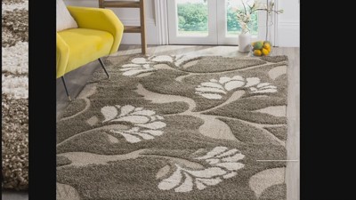 Elegant Smoke and Beige Floral Shag Area Rug 3'3" x 5'3"