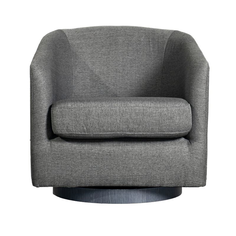 Flash Furniture Landon Club Style Commercial Barrel Accent Armchair with 360 Degree Swivel Metal Base and Sloped Armrests, 4 of 14