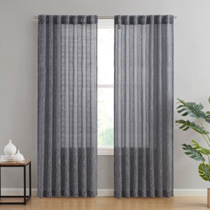 HLC.ME Emily Faux Linen Semi Sheer Light Filtering Back Tab Pocket Lightweight Window Curtains Drapery, 2 Panels - 1 of 4