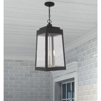 Oslo Black 3-Light Outdoor Pendant with Clear Glass