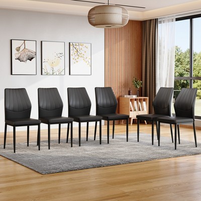 Lyngins Set of 4/6 Modern PU Leather Dining Chairs,Kitchen Chairs with Ergonomic Backrest,Armless Chair for Dining Room,Living Room,Office