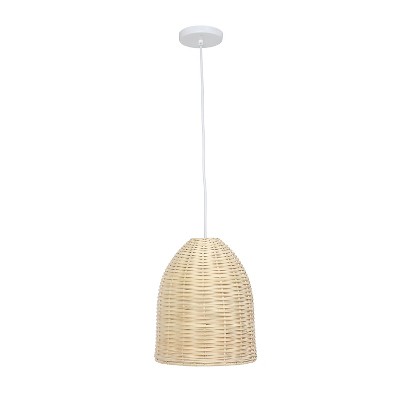 Elongated Coastal Dome Rattan Downlight Pendant Natural - Elegant Designs