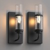 DORESshop 5 in. Farmhouse Black Wall Sconce, Vintage Industrial Vanity Light Fixture with Clear Glass Shade for Bathroom - 2 of 4