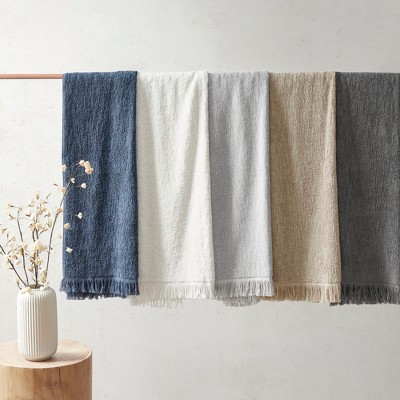 6Pcs 100% Cotton Solid Color Heavy Weight Bath Towel, Ink Dyed Slub Pattern Rich Texture Absorbent Bath Towel
