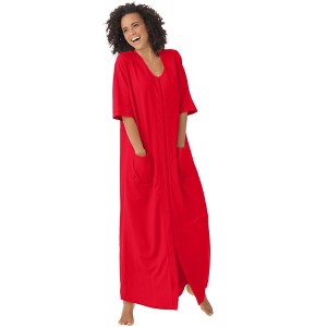 Dreams & Co. Petite Long French Terry Zip-Front Robe - 1 of 4