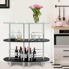 Costway Decorative  Storage Cabinets  Home Liquor Pub Table w/Tempered Glass Top & 2 Shelves - 2 of 4