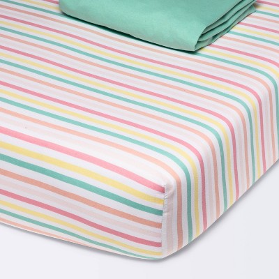 Fitted Crib Jersey Sheet Stripe - Cloud Island™ - Green - 2pk