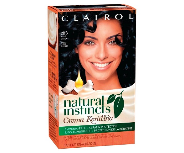 Natural Instincts Clairol Crema Keratina Hair Color - 2BB Blue Black - 1 kit