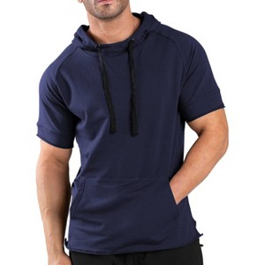 COOFANDY Men's Short Sleeve Hoodie Workout Gym Sweatshirt Muscle Fit Fashion Athletic Hoodies Pullover Cotton Hooded T-Shirts - 1 of 4