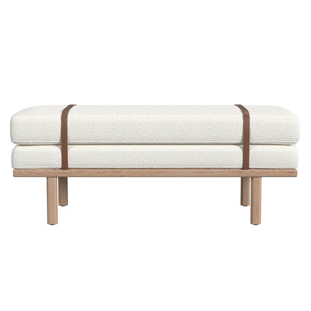 Photos - Other Furniture HomePop Upholstered Bench Cream Boucle/Natural Cream/Natural