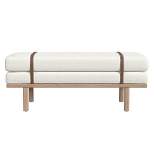 Upholstered Bench with Wood Base Cream Boucle - HomePop