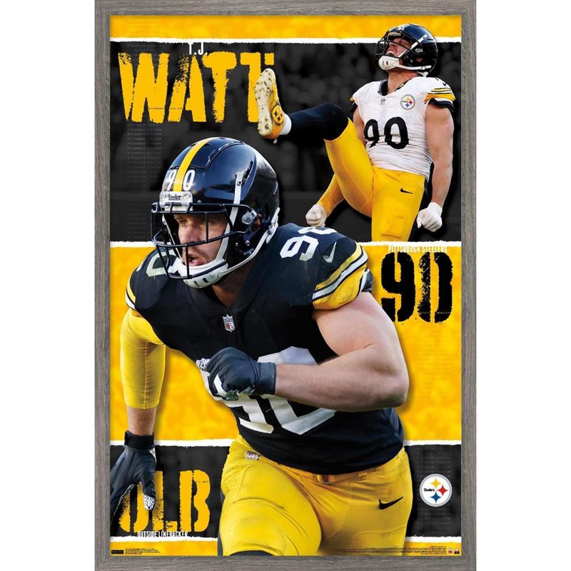 Trends International NFL Pittsburgh Steelers - T.J. Watt 24 Framed Wall Poster Prints, 1 of 7