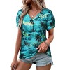 Nlife Womens Puff Short Sleeve Hawaiian Shirts Floral Tropic Printed Pleated V Neck Summer Casual T-Shirt Trendy Boho Blouses Tops - 3 of 4