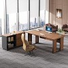 Tribesigns 63-Inch Executive Desk, L-Shaped Computer Desk with 47-Inch File Cabinet, Wood Business Furniture Set for Home Office, Brown and Black - 2 of 4